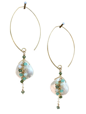 earrings . mother of pearl inverted vines