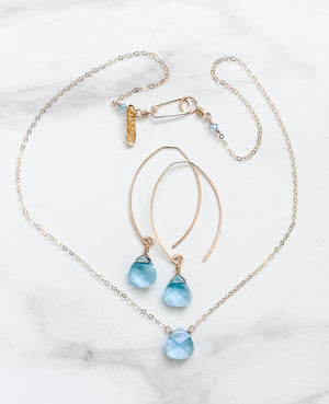 Aqua swarovski earring and/or necklace