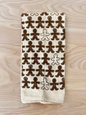 flour sack tea towel . seasonal . gingerbread