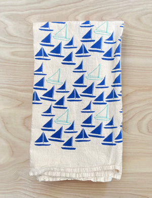flower sack tea towel . sailboats©
