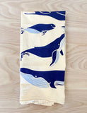 flower sack tea towel . whales