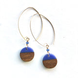 earrings . wood resin discs