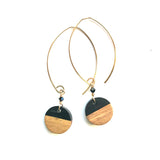 earrings . wood resin discs