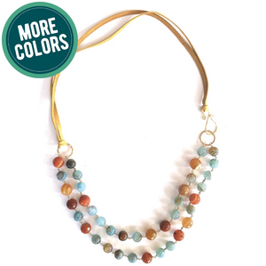 necklace . leather bauble