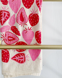 flower sack tea towel . strawberries