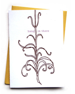 letterpress card . peony stem