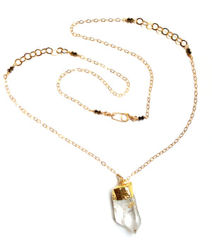 necklace . long quartz crystal