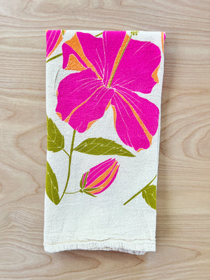 flower sack tea towel . hibiscus