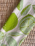 flower sack tea towel . limes