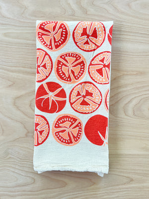 flour sack tea towel . tomato