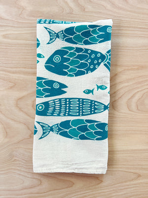 flour sack tea towel . fish tribe