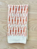 flour sack tea towel . carrots