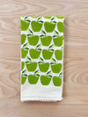 flour sack tea towel . green apple