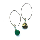 last call . hunter green and gold earrings