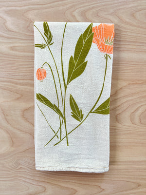 flower sack tea towel . California poppy