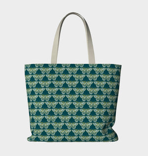 large tote . teal butterflies