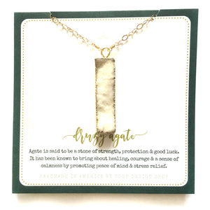 necklace . vertical dipped white druzy