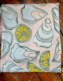 flower sack tea towel . oysters