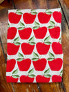 flour sack tea towel . red apple