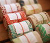 flour sack tea towel . red onions