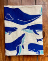 flower sack tea towel . whales