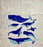 flower sack tea towel . whales